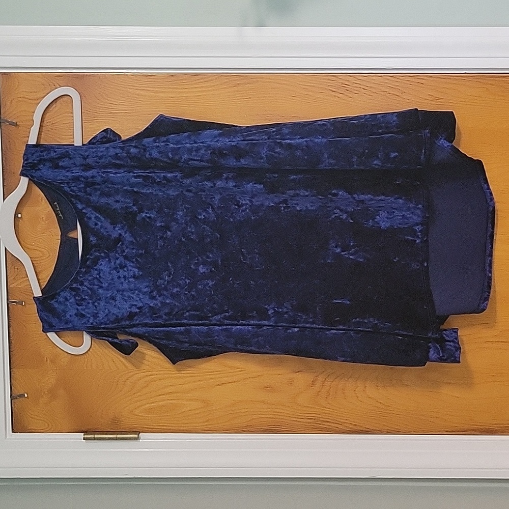 Blue crushed velvet top